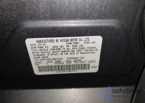 2018 Infiniti Q50 3.0T Luxe from USA, damaged, VIN JN1EV7AR1JM610743